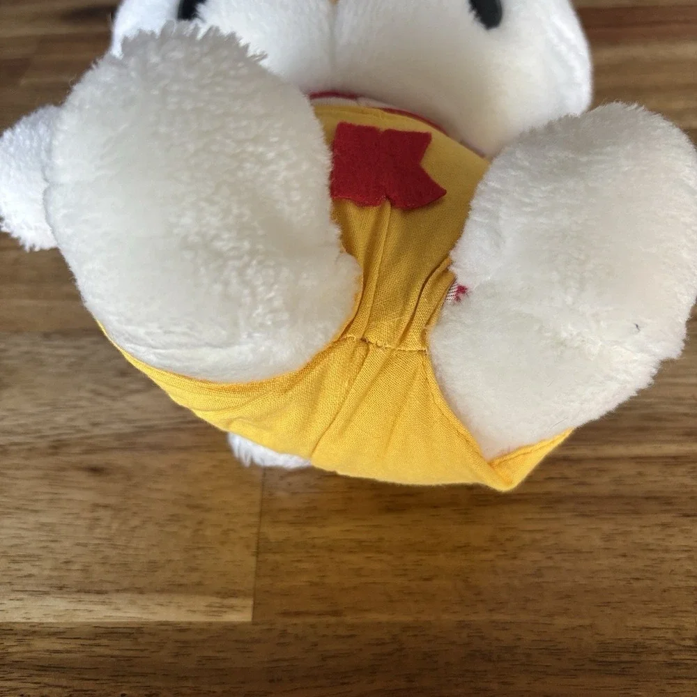 Vintage Sanrio Hello Kitty Plush Stuffed Toy Rare Yellow‎ Overalls & Bow 80s